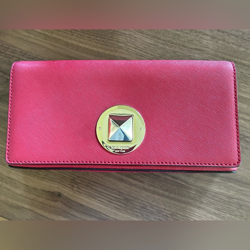 KATE SPADE NEWBURY LANE KEIRA LEATHER Clutch Wallet Fuchsia